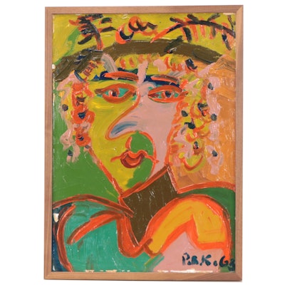 Peter Keil Abstract Portrait Oil Painting, 1963