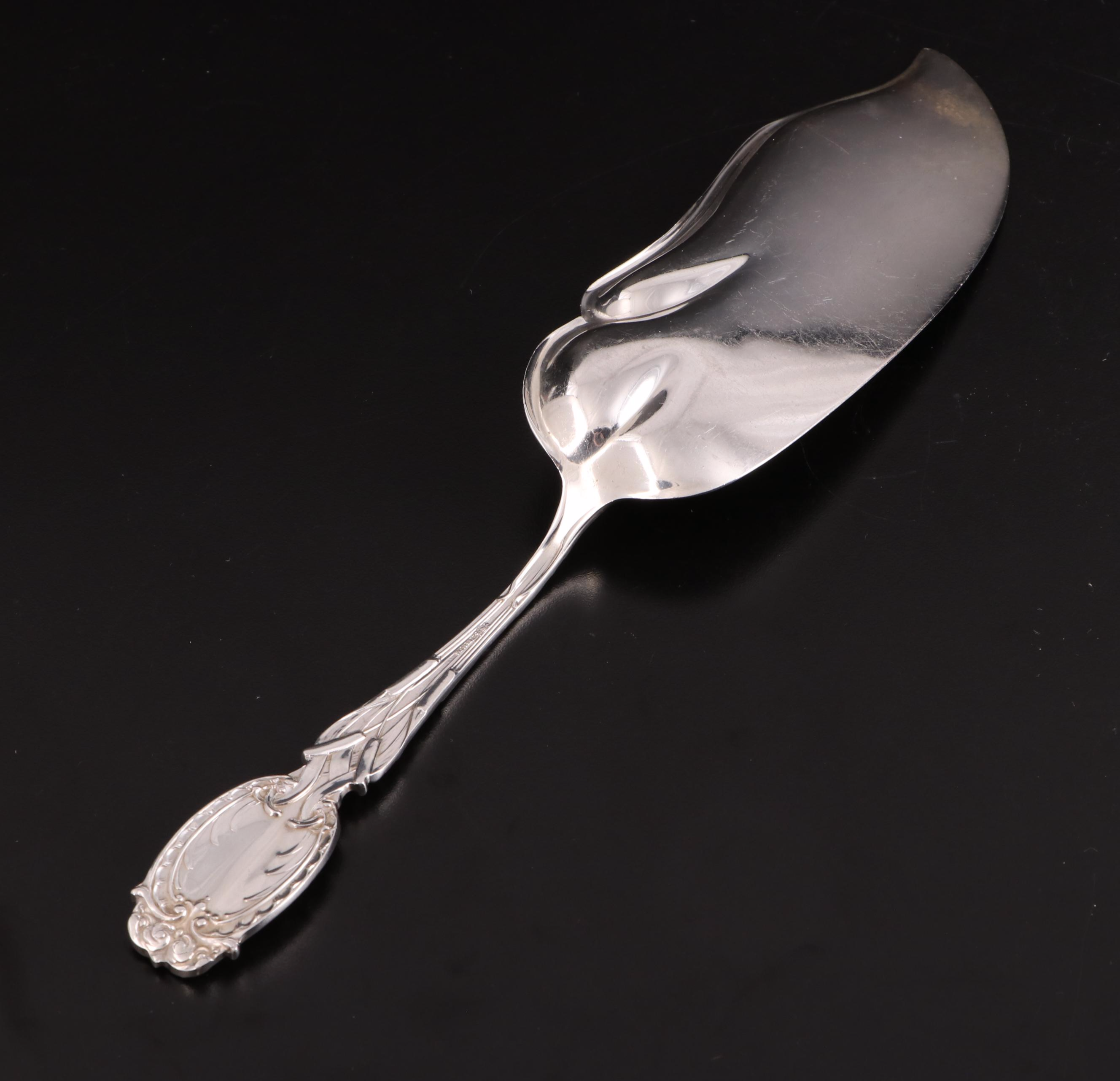 Frank M. Whiting "Cat Tails" Sterling Fish Server with Silver Serving