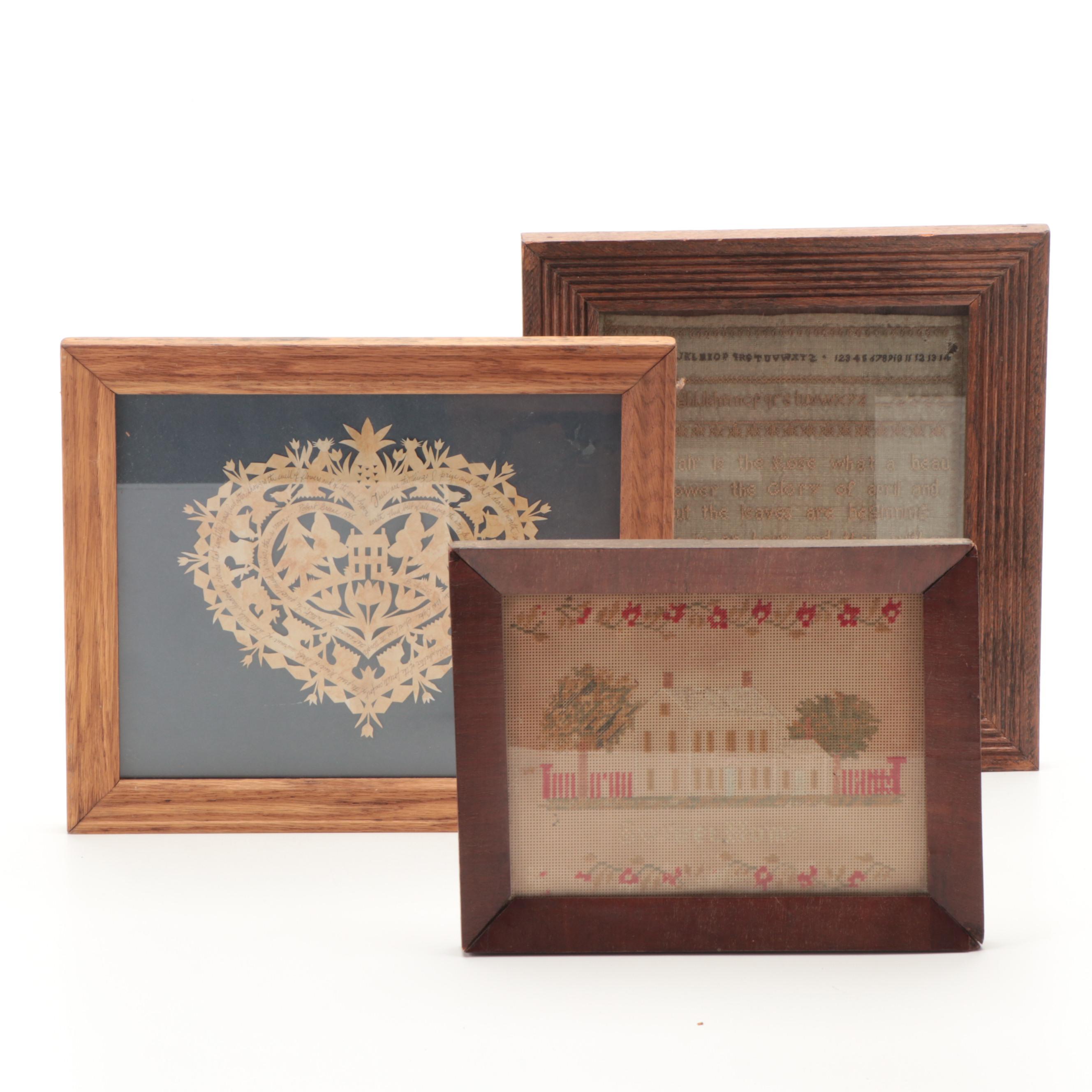 Handmade CrossStitch, Perforated Paper Needlework, Paper Cut Samplers