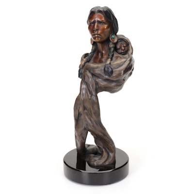 Juan Dell Bronze Sculpture "Indian Spring - Sacajawea," Circa 2000