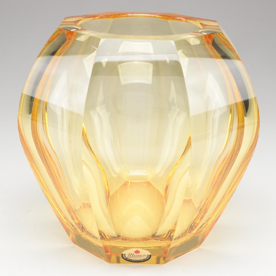Moser Faceted Cut Eldor Czech Crystal Vase, Late 20th Century