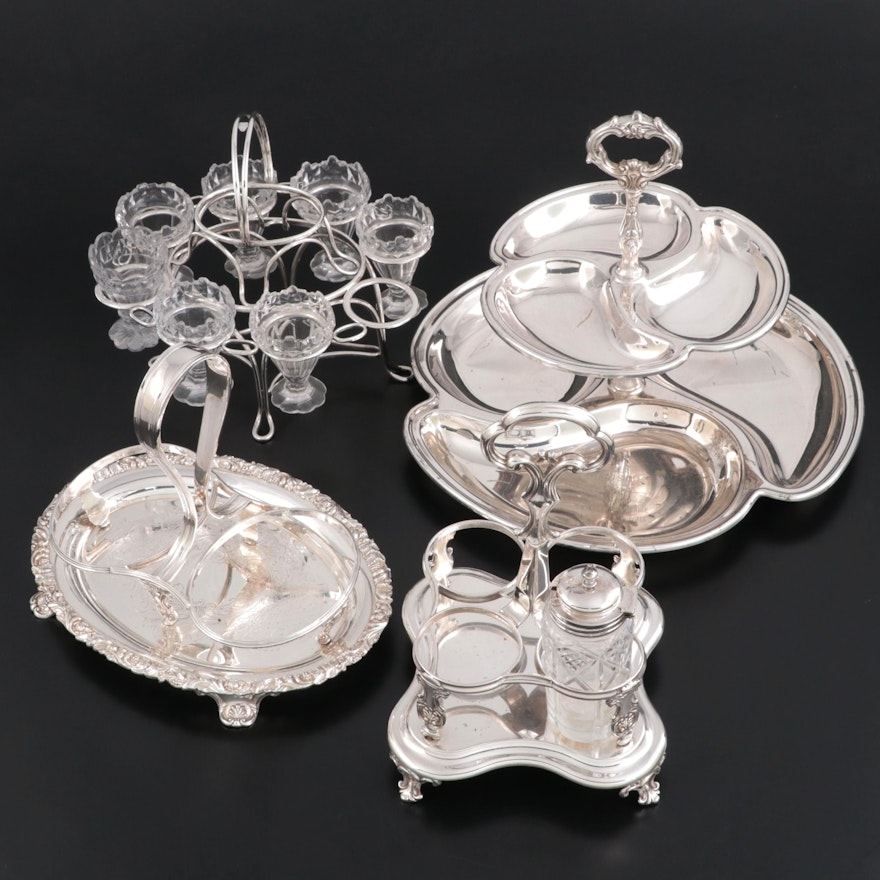 Birks Regency Plate Server with Silver Plate and Glass Serveware Collection