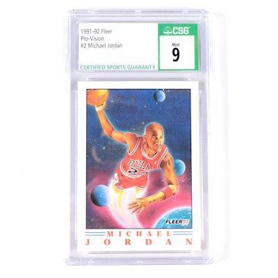 1991 Fleer Michael Jordan Pro-Vision #2 CSG 9 Mint Graded Football Card