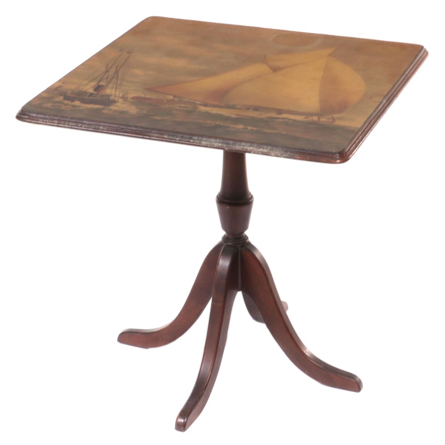 Classical Style Tilt-Top Tea Table Paint-Decorated after J.G. Tyler "Victorious"