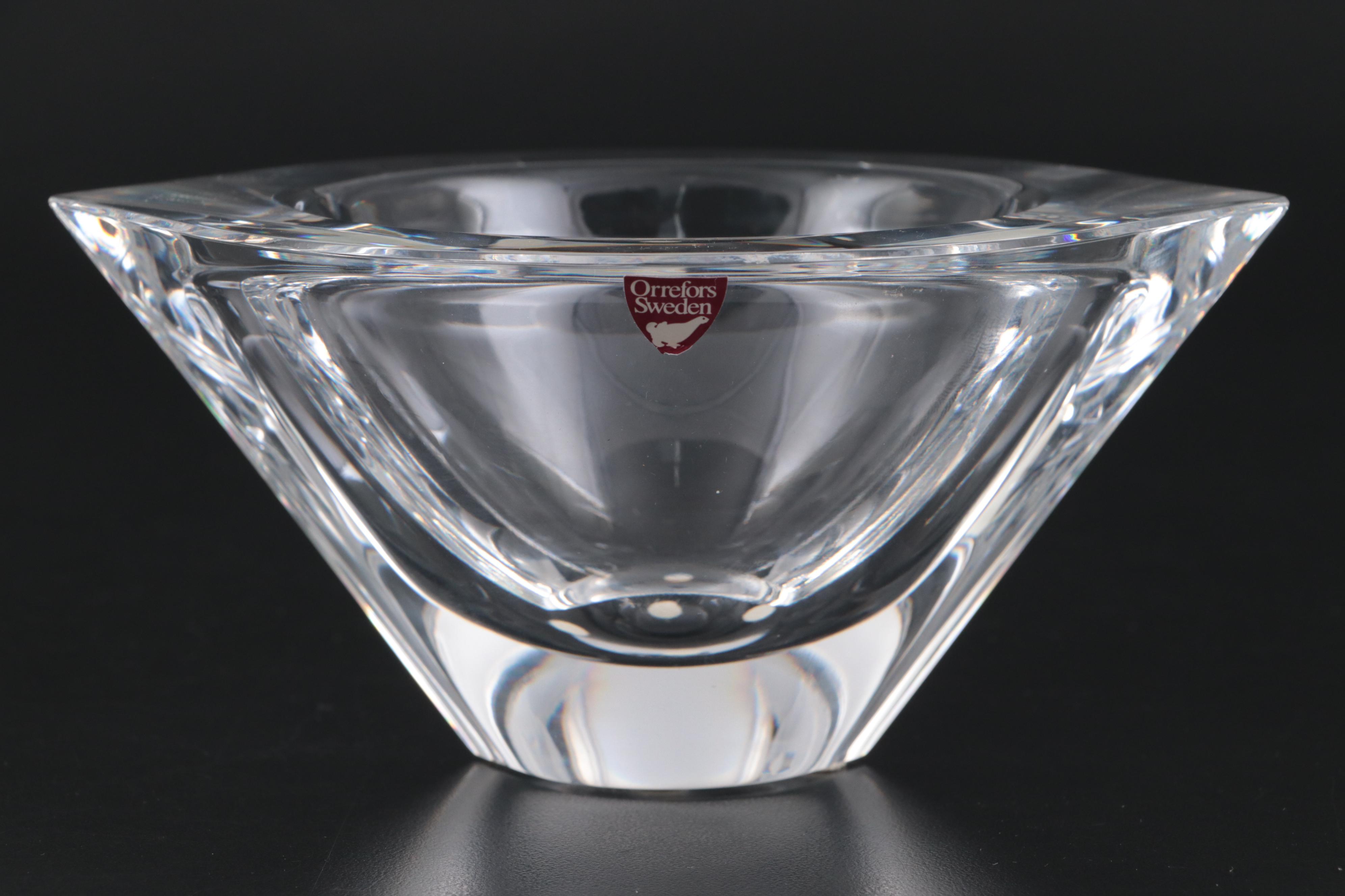 Orrefors "Marin" Crystal Bowl, J.G. Durand Crystal Box, Crystal Perfume