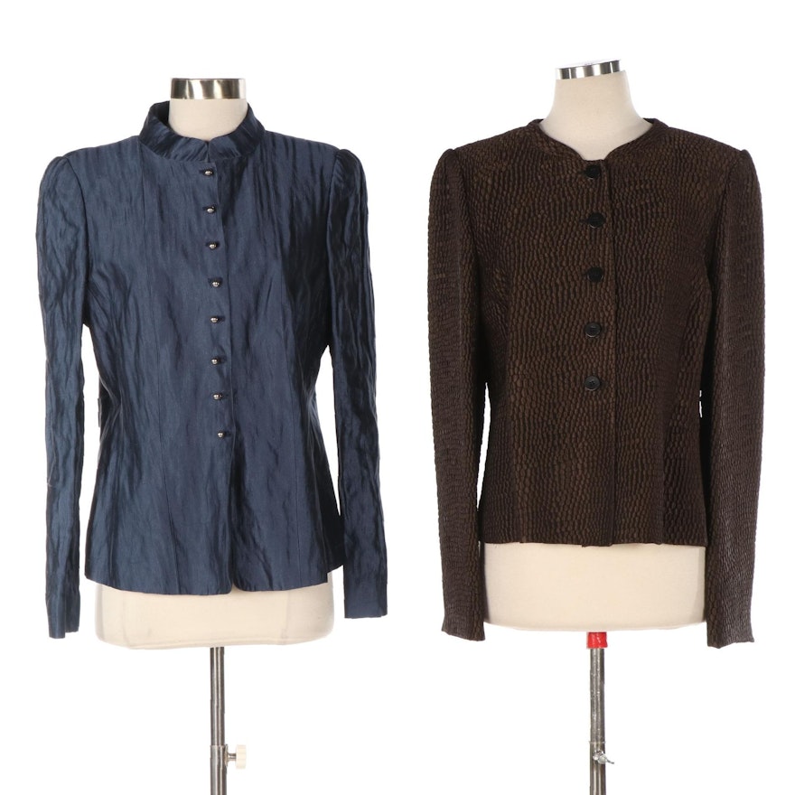 Armani Collezioni Textured and Metallic Silk Jackets