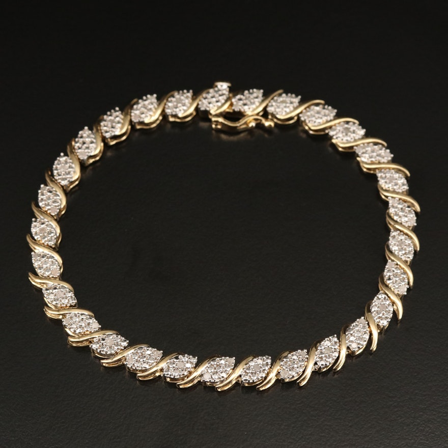 Sterling Diamond Link Bracelet