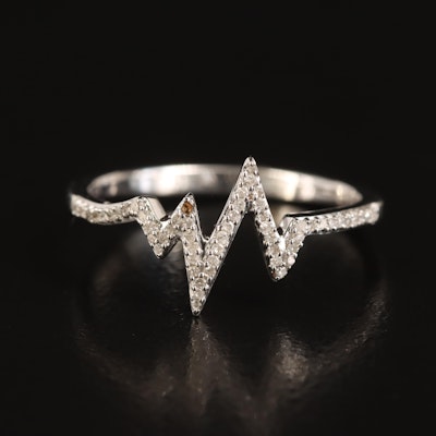 Sterling Diamond Heartbeat Ring