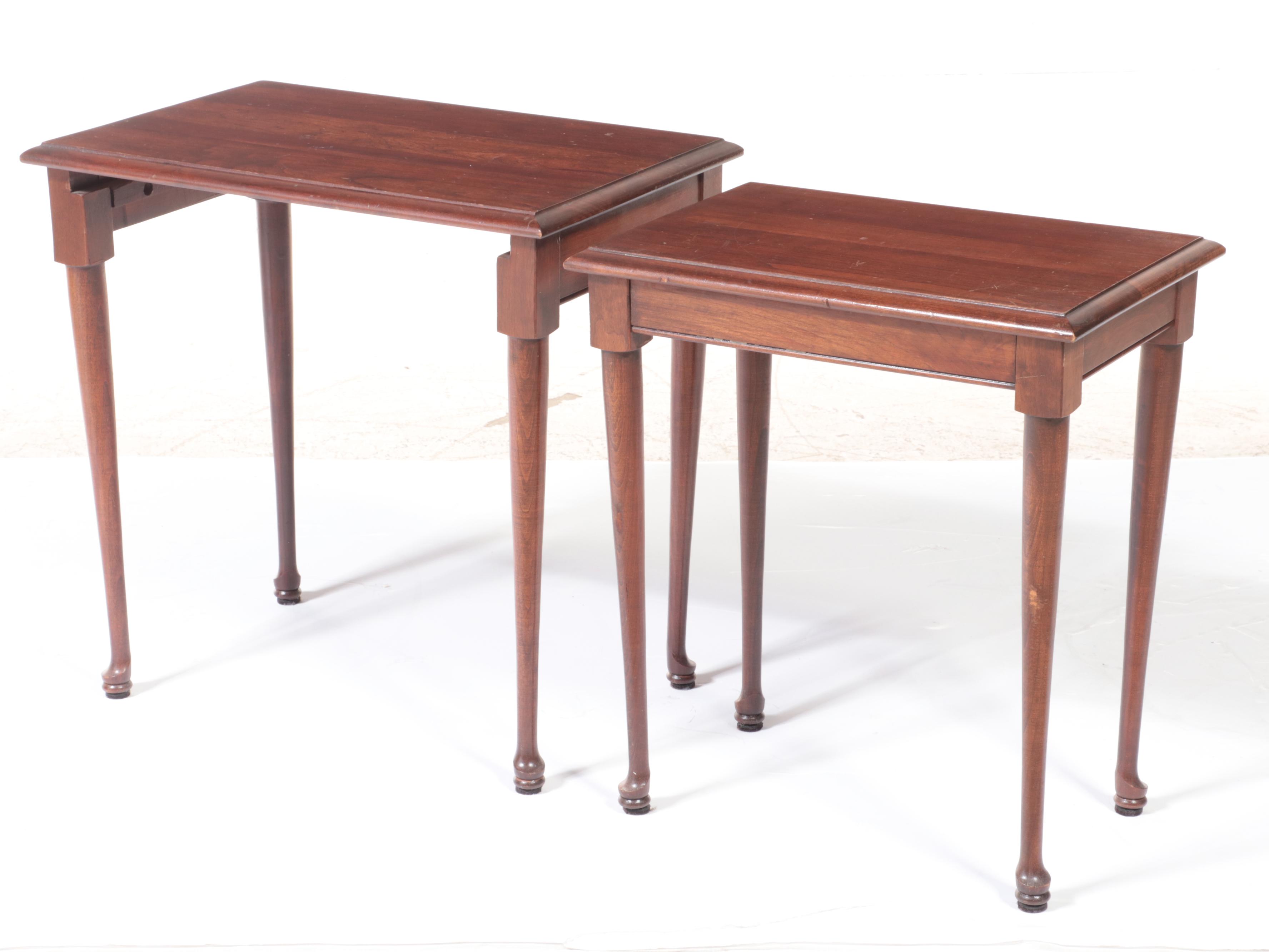 Two Queen Anne Style Cherrywood Nesting Tables, Late 20th Century EBTH
