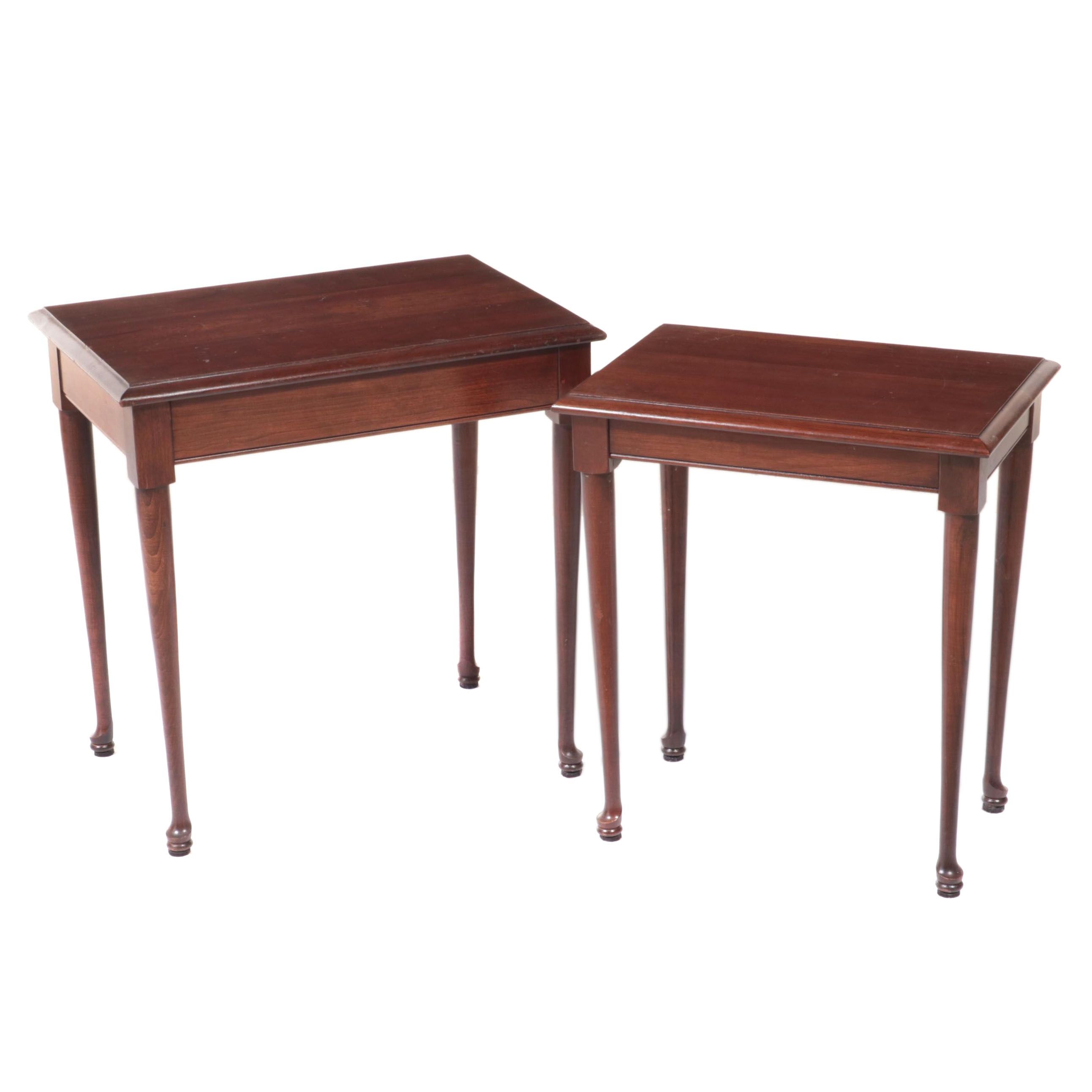 Two Queen Anne Style Cherrywood Nesting Tables, Late 20th Century EBTH