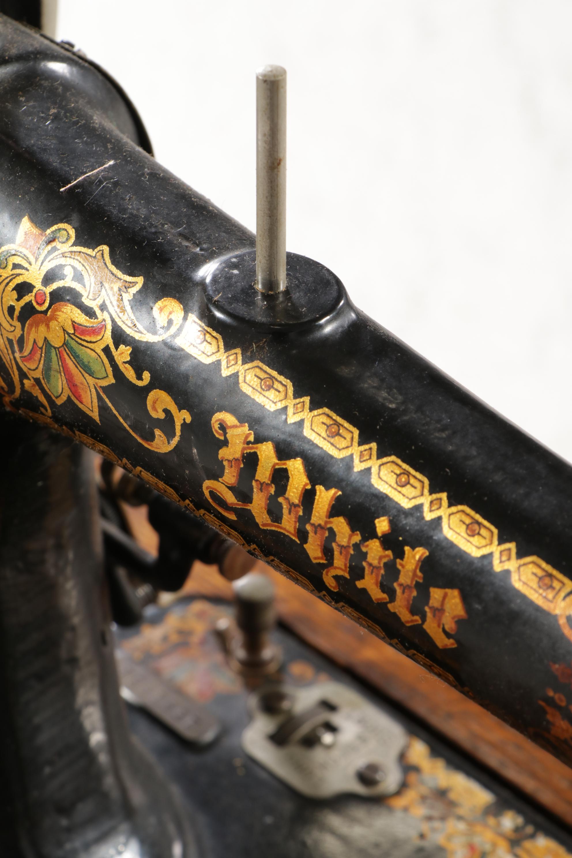 White Treadle Sewing Machine in Oak and Cast Iron circa 1890