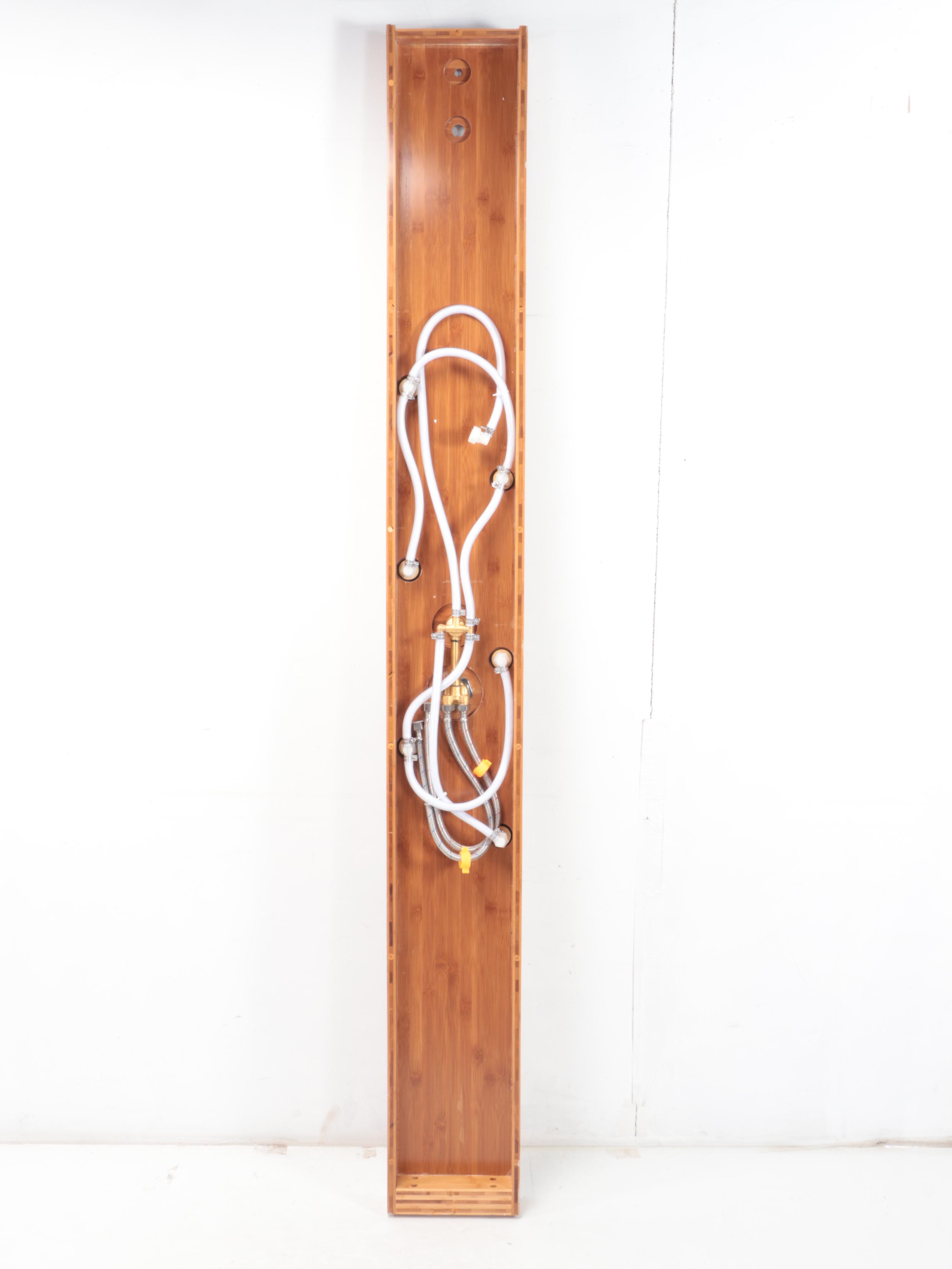 Bamboo and Stainless Outdoor Shower With Linear Shower Drain EBTH