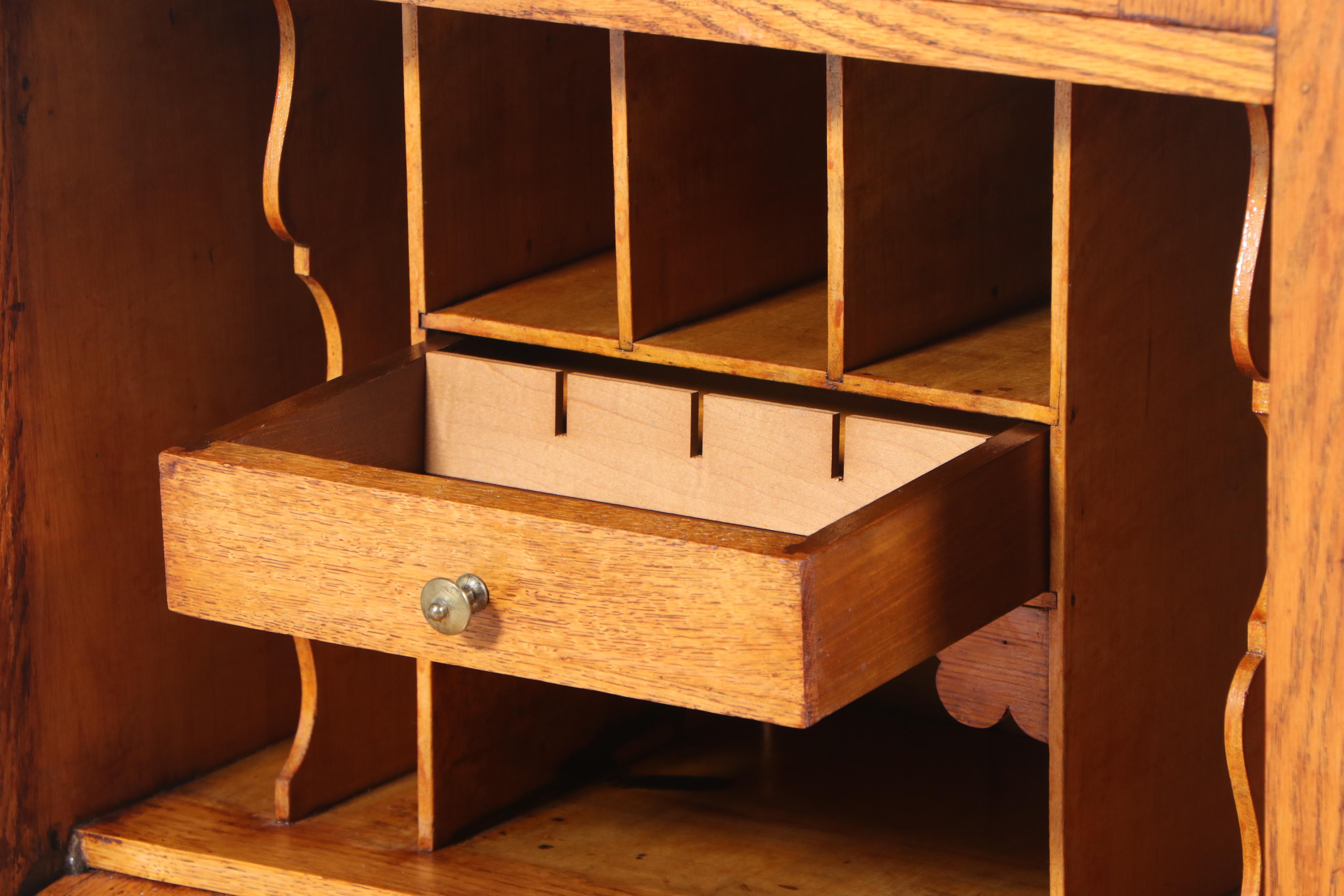 Late Victorian Carved Oak with Beveled Mirror, Late 19th