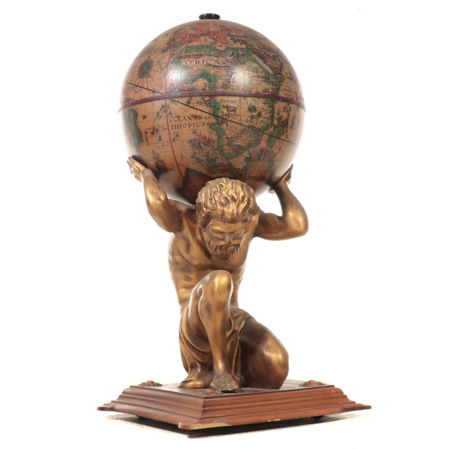 Old World Globe Flip-Top Atlas Bar, 1960s