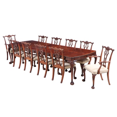 Romweber Mahogany Eleven-Piece Expansion Dining Set, Early 20th Century