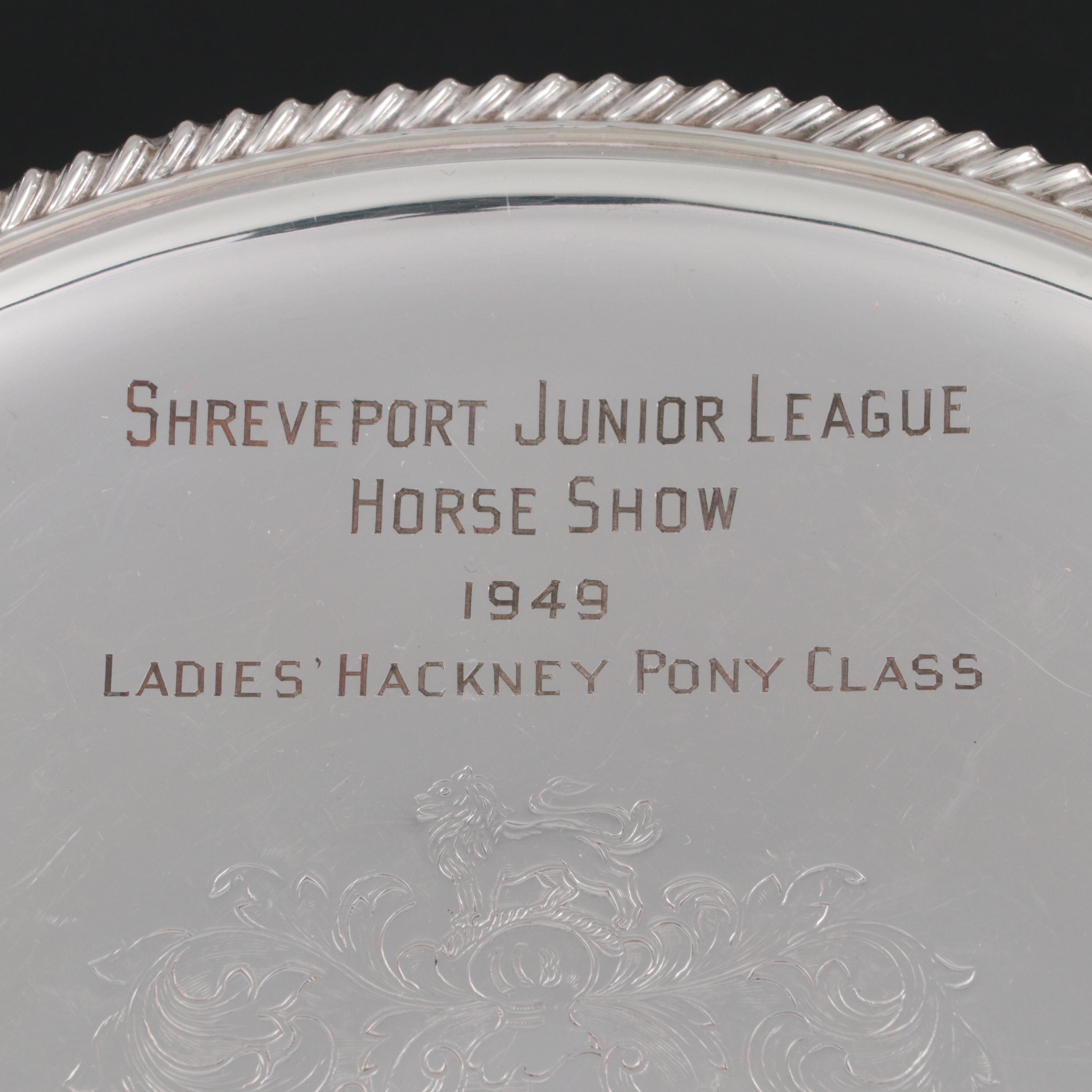 Barker Bros., Ellis Barker and Other Silver Plate Trophy Cake Stand and