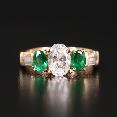 14K 1.31 CTW Diamond and Emerald Ring