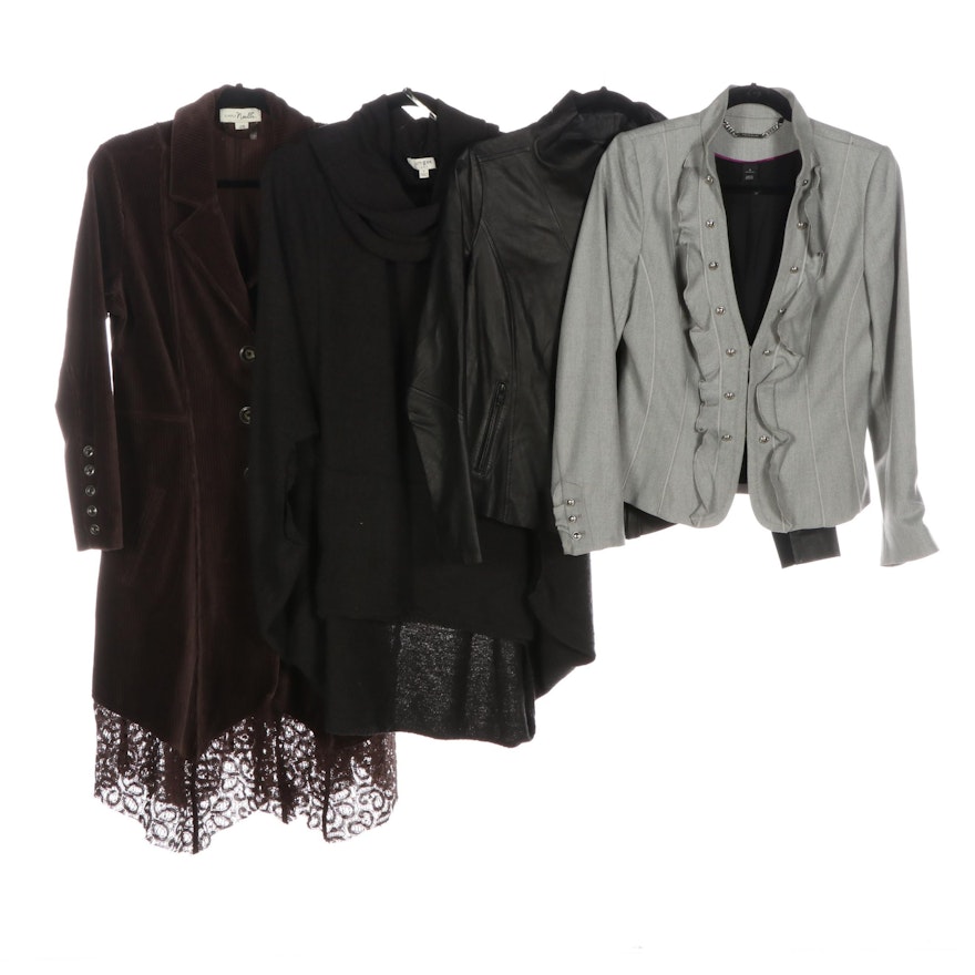 Trouvé Leather Moto Jacket with Simply Noelle Corduroy/Lace Duster Coat and More