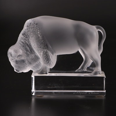 Lalique Paris Crystal Bison, Mid to Late 20th Century