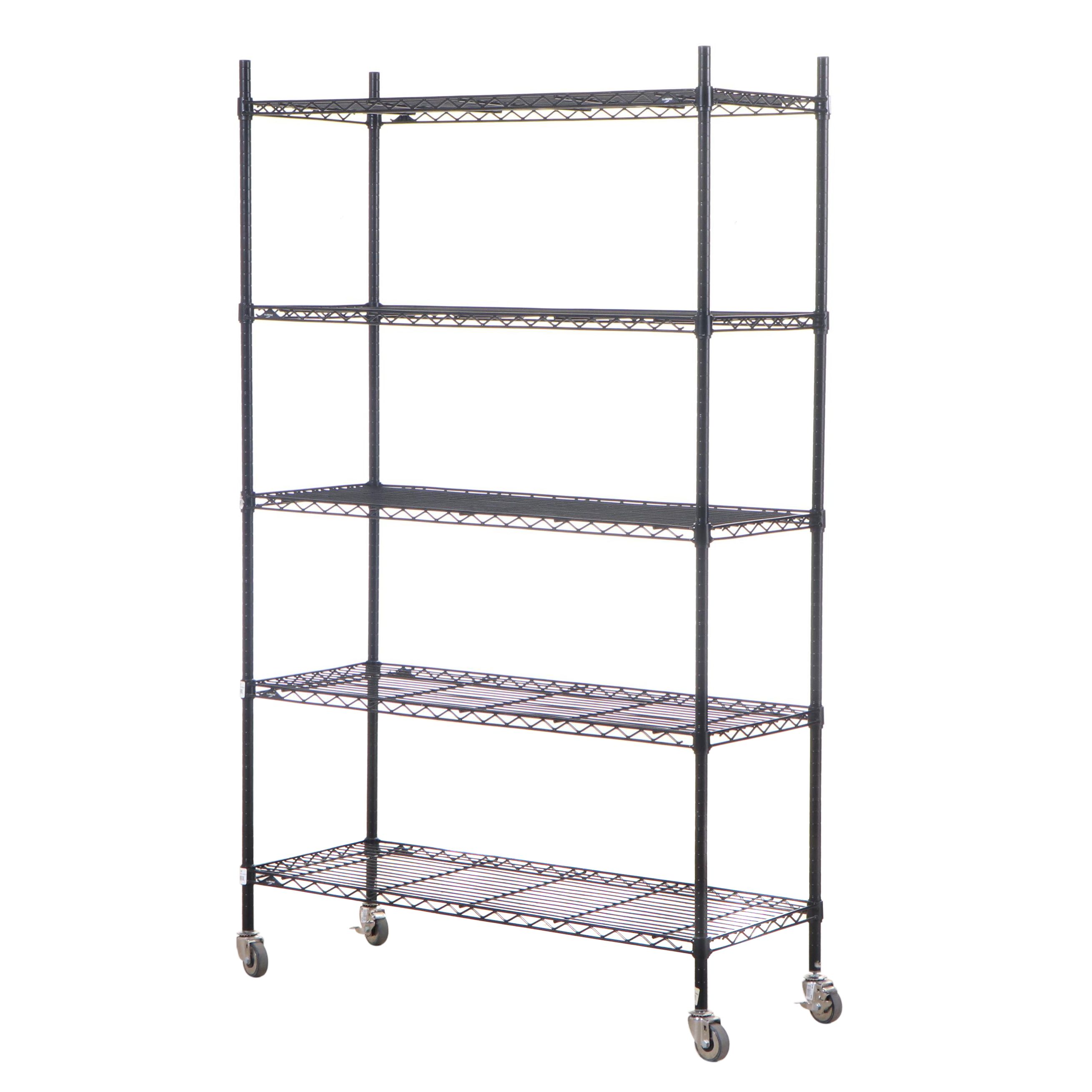 InterMetro Black Metal Rolling Shelving Rack EBTH