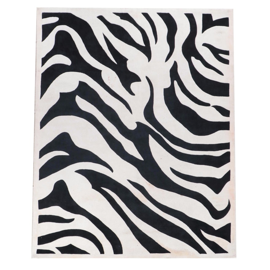 7'11 x 10' Hand-Tufted Zebra Print Area Rug
