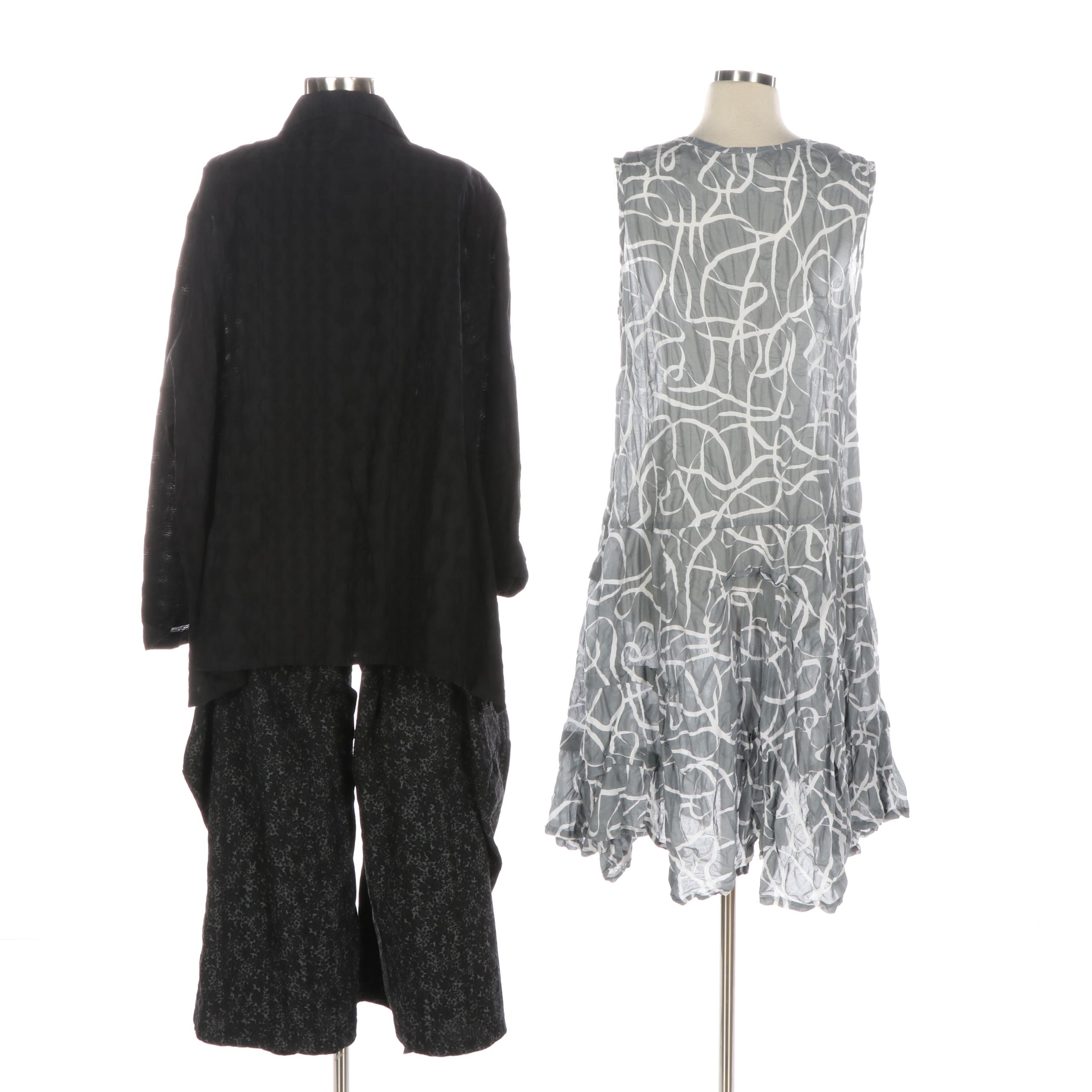 Dressed to Kill Sleeveless Dress, Blouse, and Pants in Texture and Print EBTH