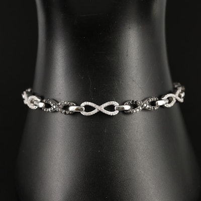 Sterling and Diamond Infinity Link Bolo Bracelet
