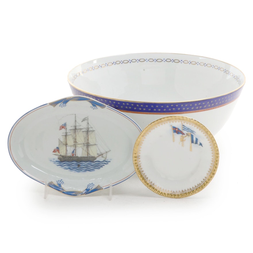 Chinese Export Armorial Style Porcelain Bowl with Mottahedeh and Limoges