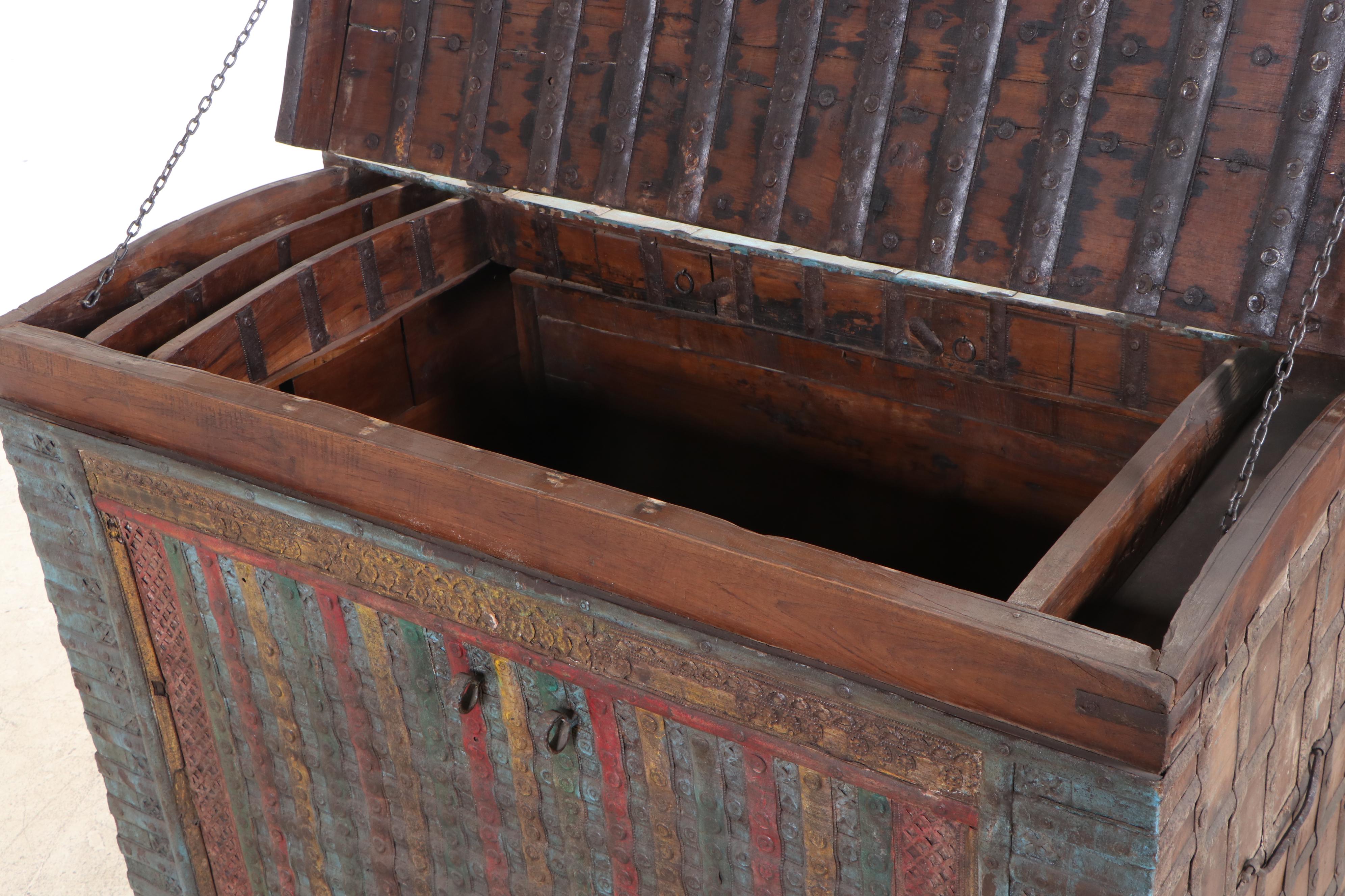 Indian Dowry Chest on Wooden Wheels EBTH