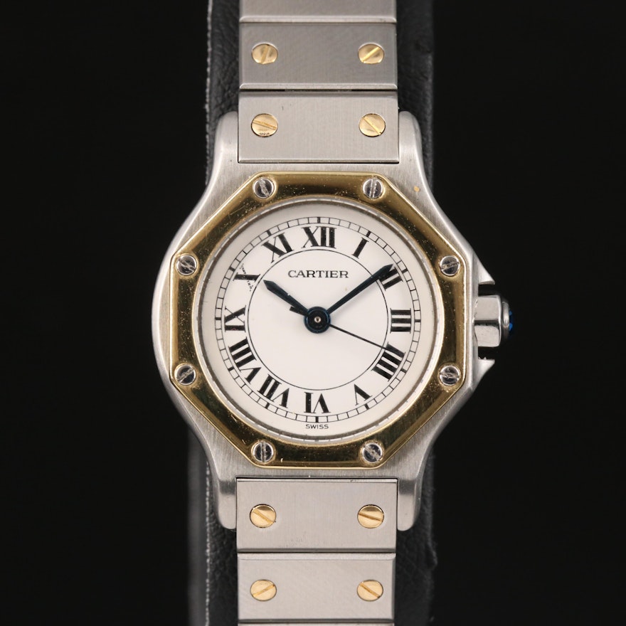 Cartier Santos Octagon Automatique 18K and Stainless Steel Wristwatch