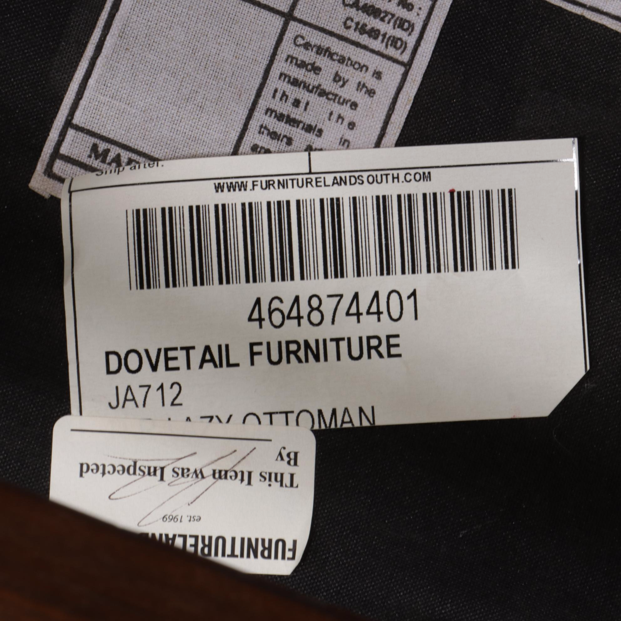 Contemporary Dovetail Furniture Teak and Leather Ottoman EBTH