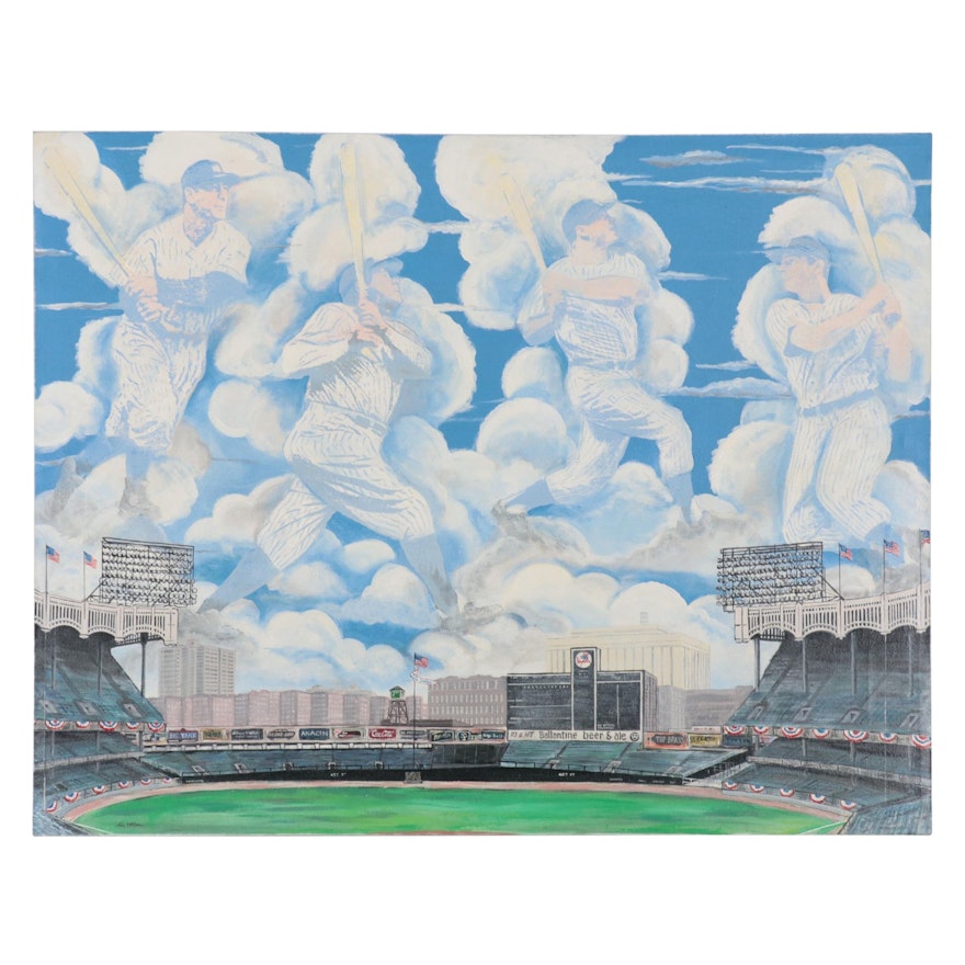 John Wilson Yankees-Themed Mixed Media Painting