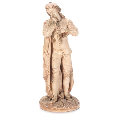 Marwal Industries Chalkware Sculpture of a Man With Rose