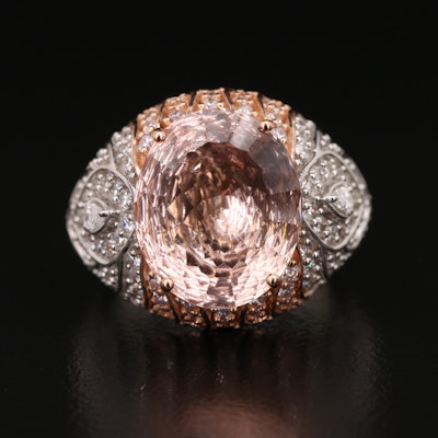 Chromia Jewelry 18K 6.10 CT Morganite and 1.59 CTW Diamond Ring