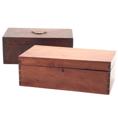 Dovetail Jointed Wooden Storage Boxes, Mid to Late 19th Century