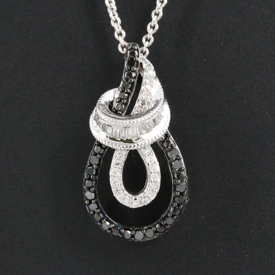 Sterling Diamond Loop Pendant Necklace