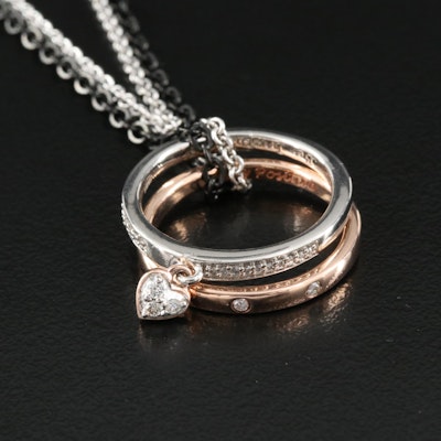 Sterling and 10K Diamond Rings on Stainless Steel and Sterling Necklaces
