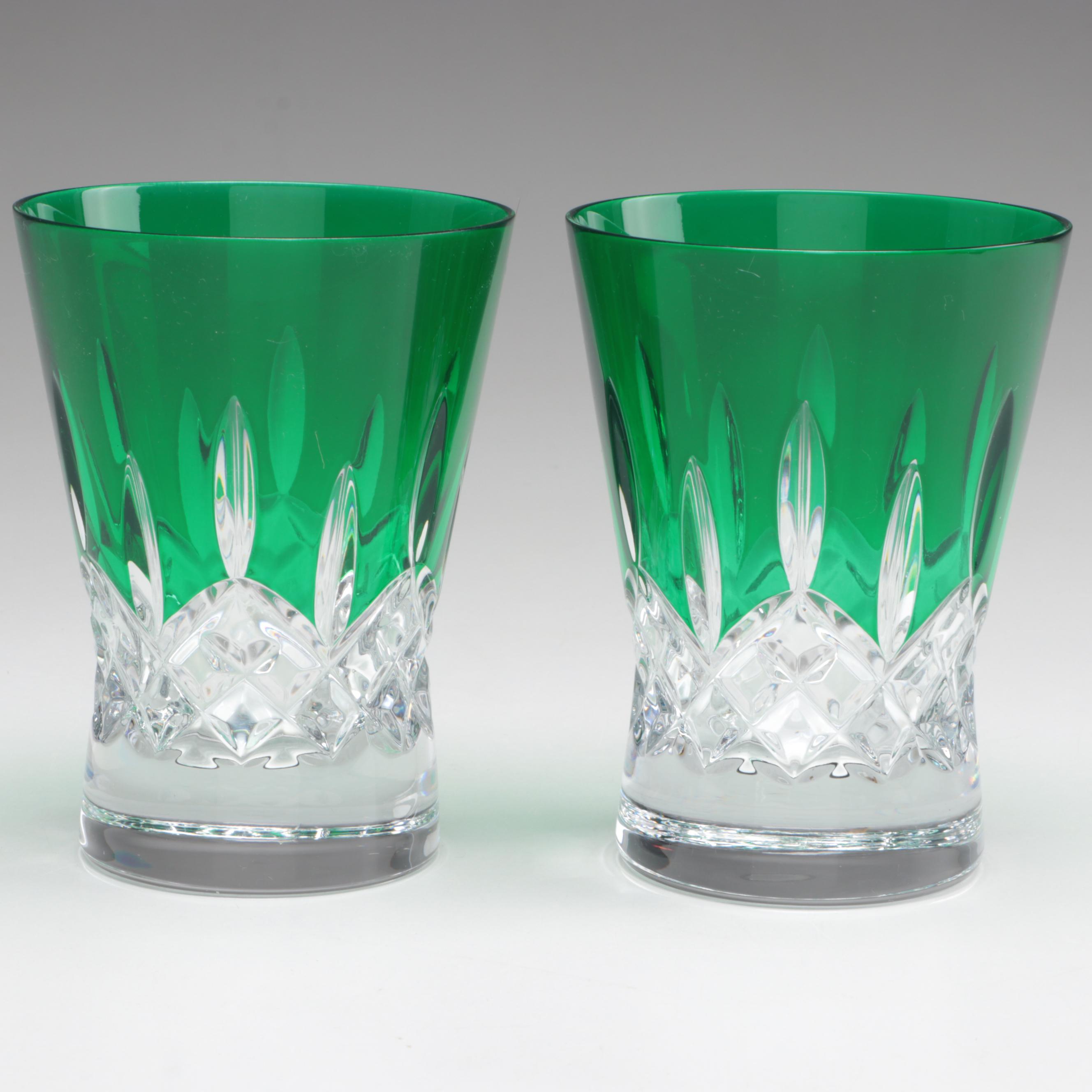 Waterford Crystal Emerald "Lismore Pops" Double Old Fashioned Glasses