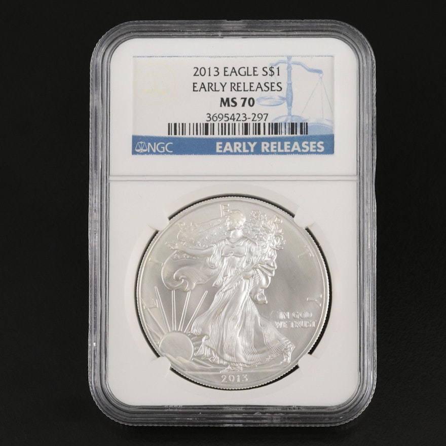 NGC Graded MS70 "Early Releases" 2013 $1 American Silver Eagle