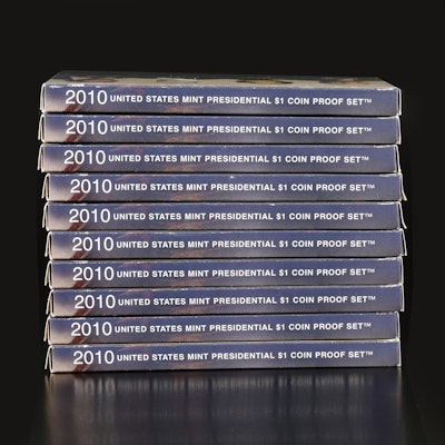 Ten 2010 Presidential U.S. Proof Sets of One Dollar Coins
