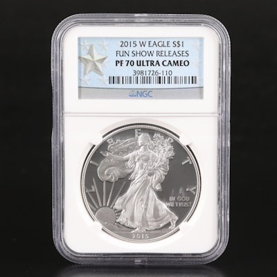 NGC Graded PF70 Ultra Cameo 2015-W "Fun Show Releases" $1 American Silver Eagle
