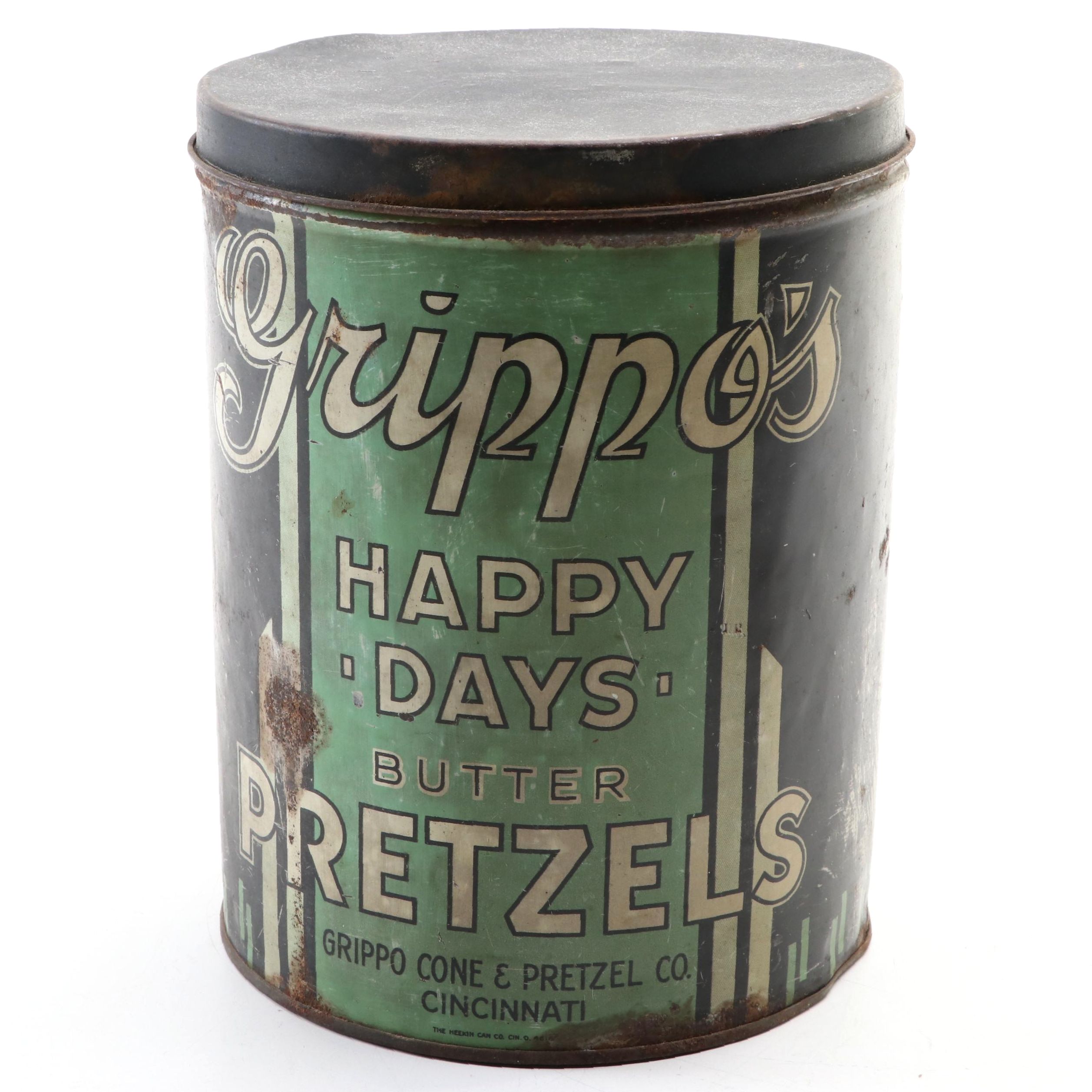 Grippo's Happy Days Butter Pretzels Tin, Mid20th Century EBTH