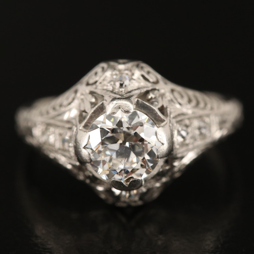 Platinum 0.93 CTW Diamond Ring