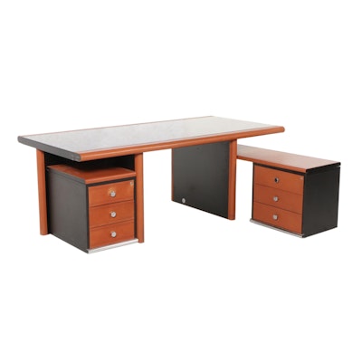 Guido Faleschini for i4 Mariani by Pace "Big-Superbig" Leather-Clad Desk, 1970s