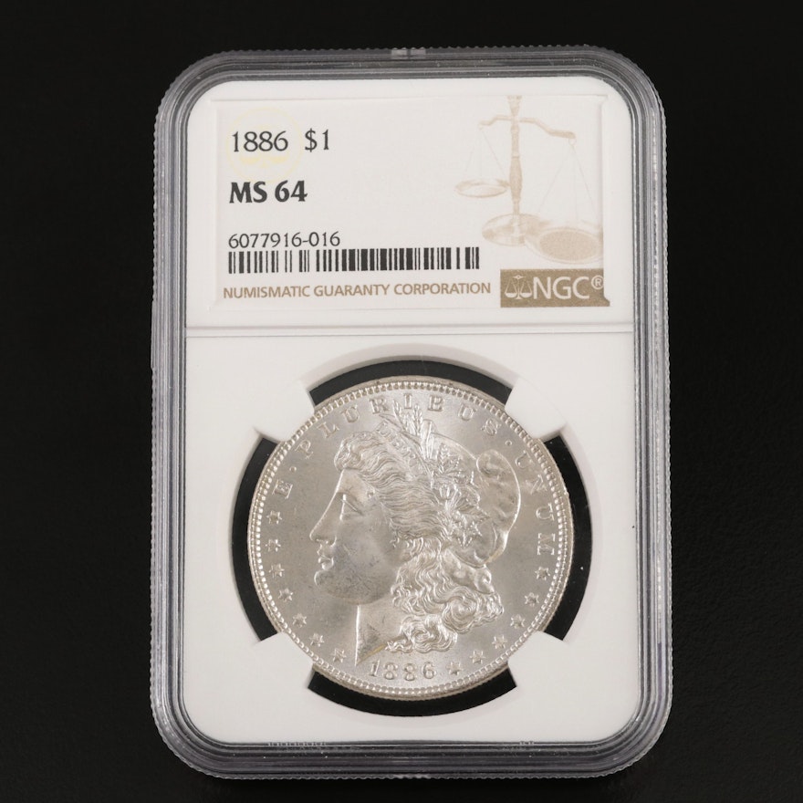 NGC Graded MS64 1886 Morgan Silver Dollar