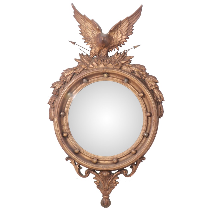 Tuner Mfg. Co. Federal Style Gilt Wood Bullseye Mirror, Mid-20th Century