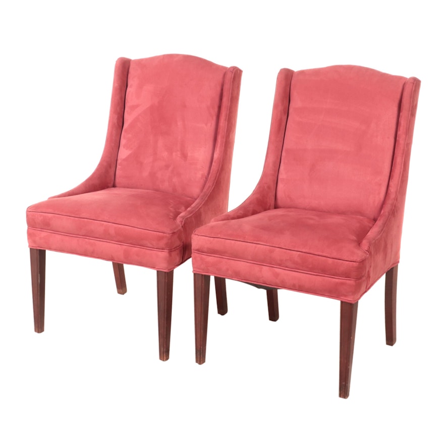 Pair of Federal Style Mahogany-Finished and Microfiber-Upholstered Side Chairs