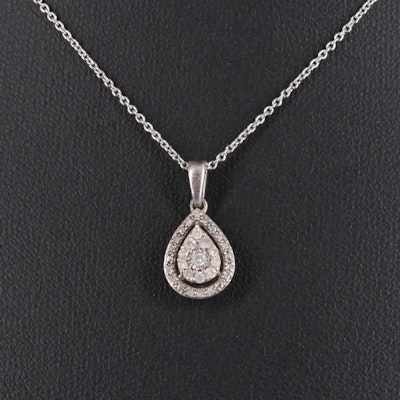 Sterling Diamond Teardrop Cable Chain Necklace