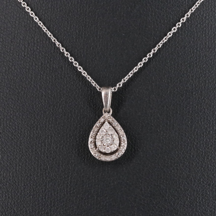 Sterling Diamond Teardrop Cable Chain Necklace