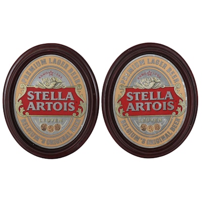 Pair of Stella Artois Mirrored Bar Wall Signs
